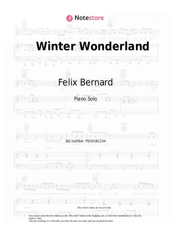 Winter Wonderland - Felix Bernard Piano Sheet Music - Piano.Solo