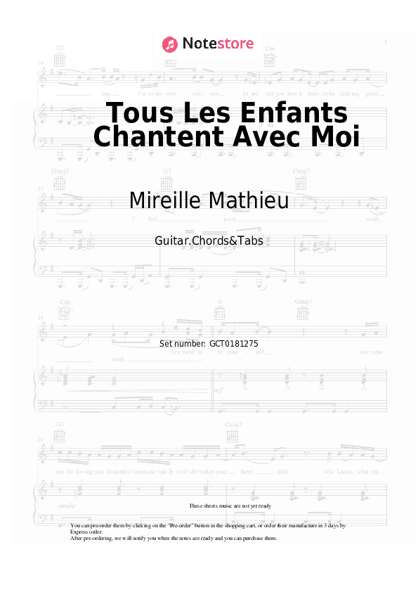 Tous Les Enfants Chantent Avec Moi - Mireille Mathieu Chords and Tabs - Guitar.Chords&Tabs