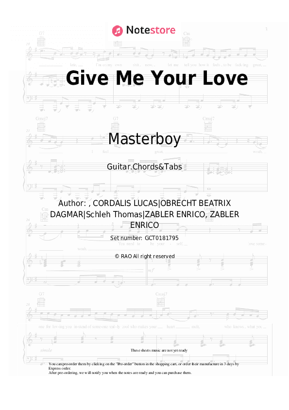 Give Me Your Love - Masterboy Chords and Tabs - Guitar.Chords&Tabs