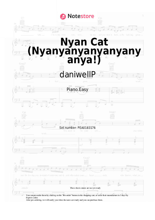 Nyan Cat (Nyanyanyanyanyanyanya!) - daniwellP, Hatsune Miku Piano Sheet Music Easy - Piano.Easy