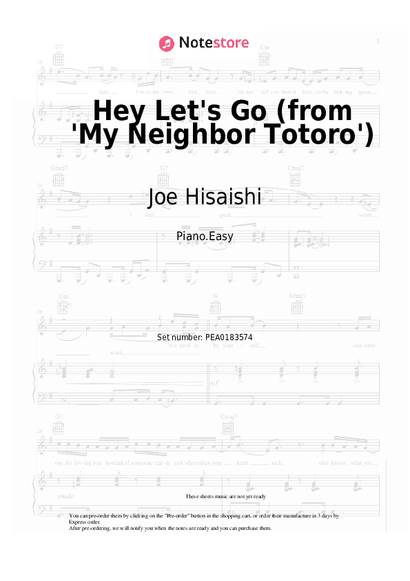 Hey Let's Go (from 'My Neighbor Totoro') - Joe Hisaishi Piano Sheet Music Easy - Piano.Easy