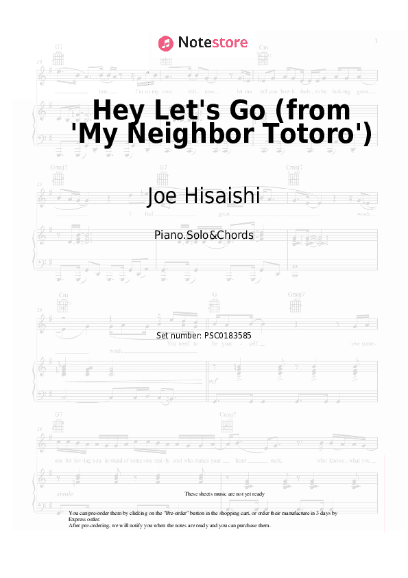 Hey Let's Go (from 'My Neighbor Totoro') - Joe Hisaishi Piano Sheet Music and Chords - Piano.Solo&Chords