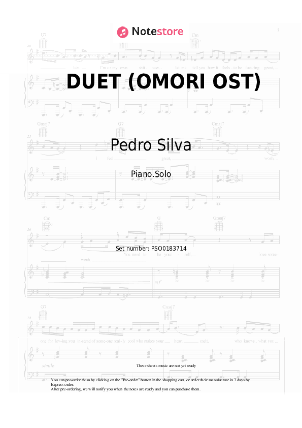 DUET (OMORI OST) - Pedro Silva Piano Sheet Music - Piano.Solo