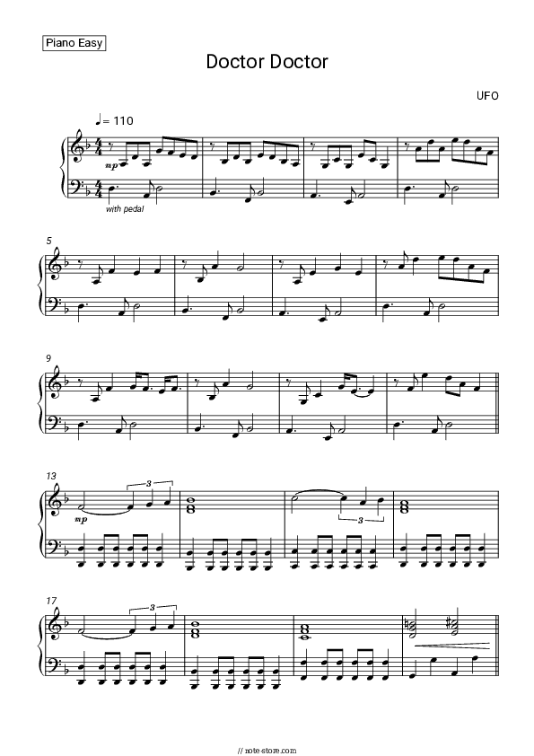 Doctor Doctor - UFO Piano Sheet Music Easy - Piano.Easy