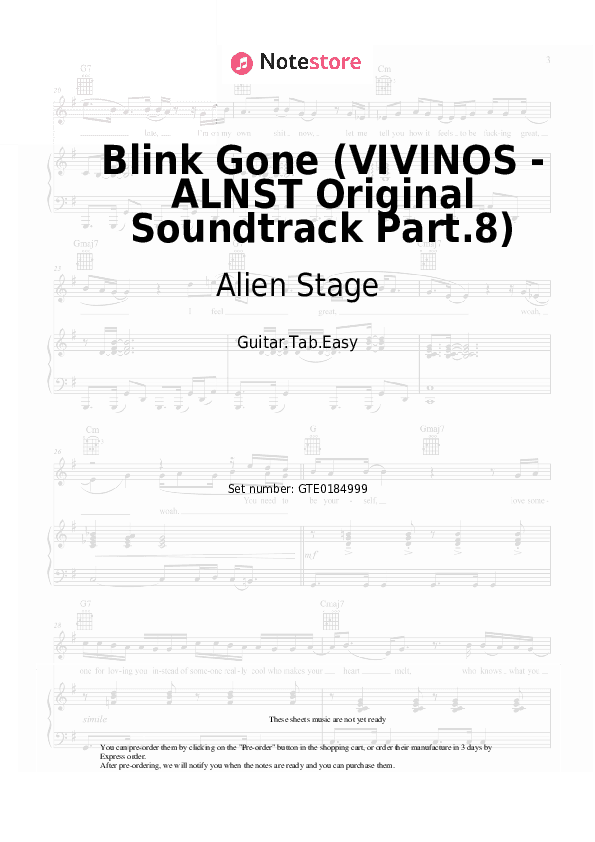 Blink Gone (VIVINOS - ALNST Original Soundtrack Part.8) - Alien Stage Tabs Easy - Guitar.Tab.Easy