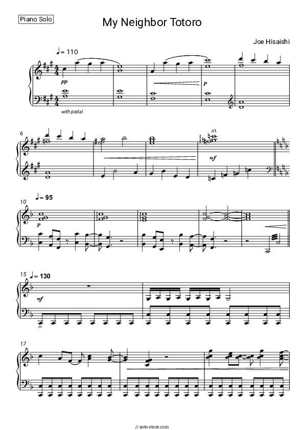 My Neighbor Totoro - Joe Hisaishi Piano Sheet Music - Piano.Solo