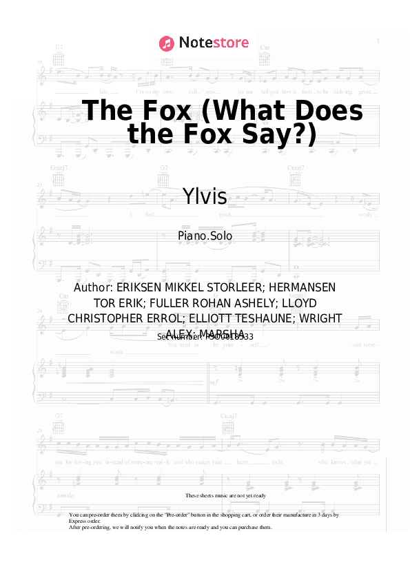 The Fox (What Does the Fox Say?) - Ylvis Piano Sheet Music - Piano.Solo