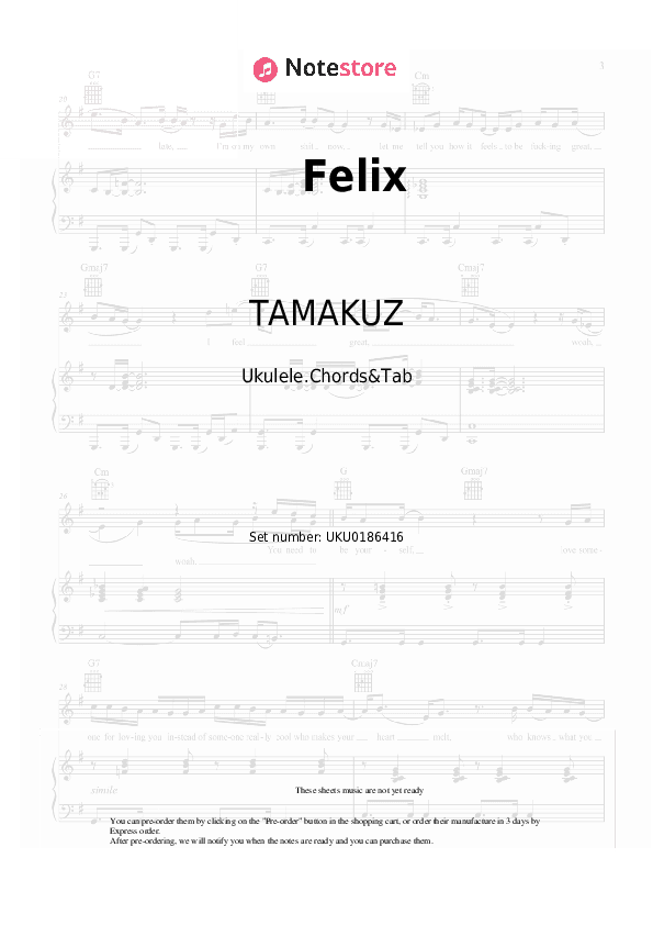 Felix - TAMAKUZ Ukulele Sheet Music - Ukulele.Chords&Tab
