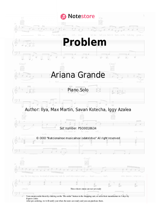 Problem - Ariana Grande, Iggy Azalea Piano Sheet Music - Piano.Solo