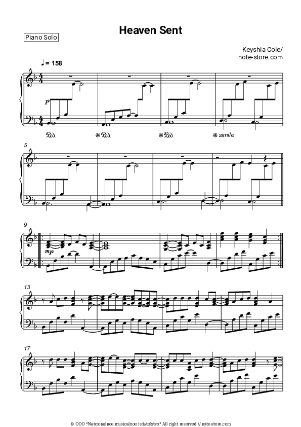 Heaven Sent - Keyshia Cole Piano Sheet Music - Piano.Solo