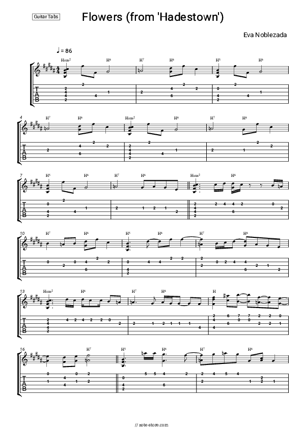 Flowers (from 'Hadestown') - Eva Noblezada Tabs - Guitar.Tabs