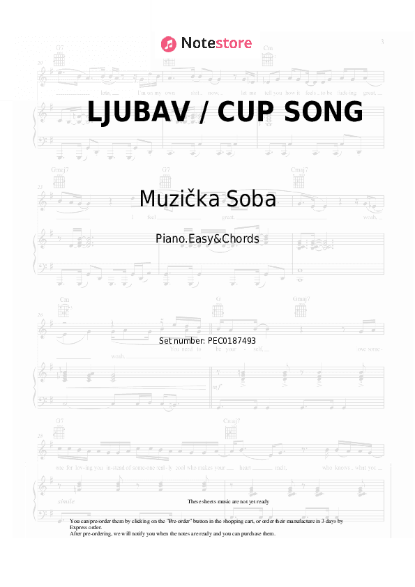LJUBAV / CUP SONG - Muzička Soba Sheet Music Easy and Chords - Piano.Easy&Chords