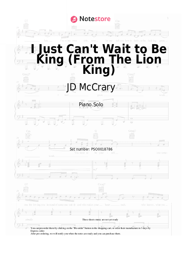 I Just Can't Wait to Be King (From The Lion King) - JD McCrary, Shahadi Wright Joseph, John Oliver Piano Sheet Music - Piano.Solo