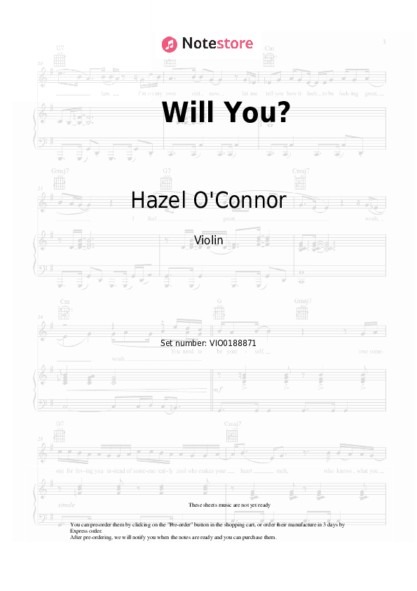 Will You? - Hazel O'Connor Violin Sheet Music - Violin