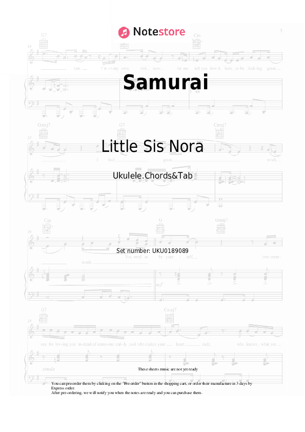 Samurai - Little Sis Nora Ukulele Sheet Music - Ukulele.Chords&Tab