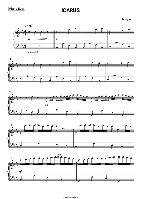 ICARUS - Tony Ann Piano Sheet Music Easy - Piano.Easy