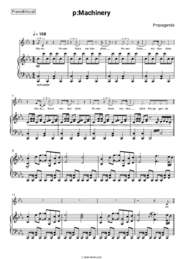 p:Machinery - Propaganda Piano Sheet Music with the Voice part - Piano&Vocal