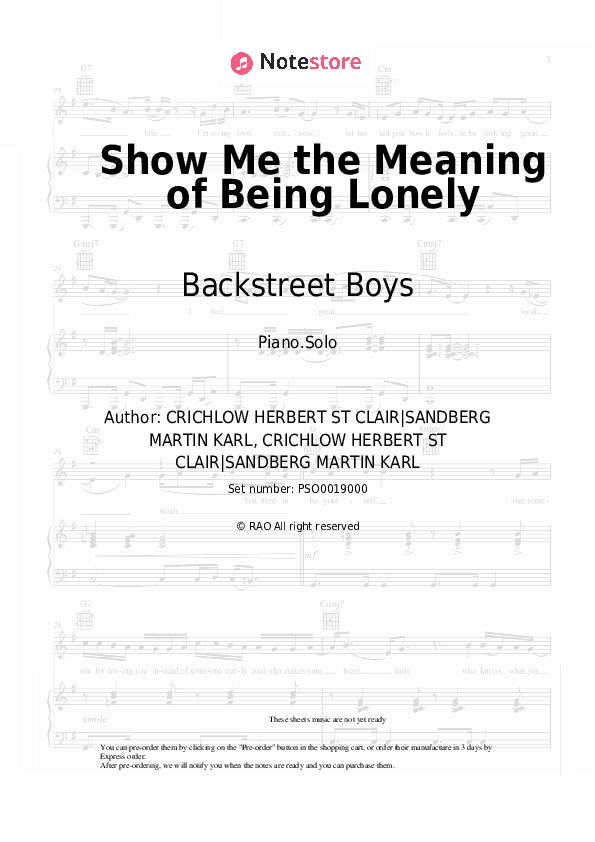 Show Me the Meaning of Being Lonely - Backstreet Boys Piano Sheet Music - Piano.Solo