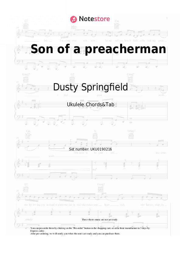 Son of a preacherman - Dusty Springfield Ukulele Sheet Music - Ukulele.Chords&Tab