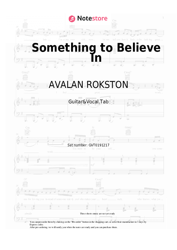 Something to Believe In - AVALAN ROKSTON Chords and Voice - Guitar&Vocal.Tab