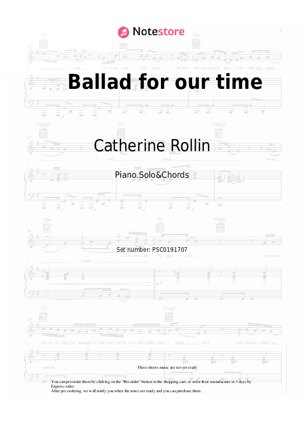 Ballad for our time - Catherine Rollin Piano Sheet Music and Chords - Piano.Solo&Chords