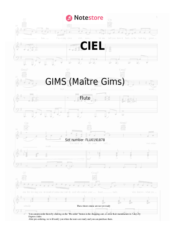 CIEL - GIMS (Maître Gims) Flute Sheet Music - Flute