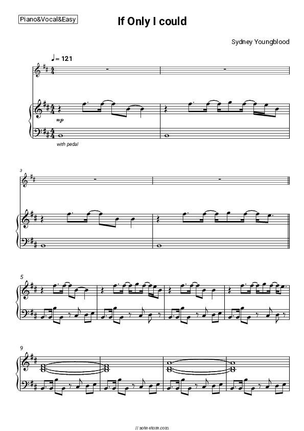 If Only I Could - Sydney Youngblood Piano Sheet Music Easy and Vocal - Piano&Vocal.Easy