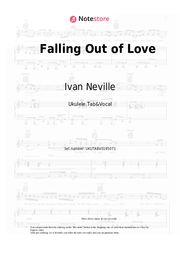 Falling Out of Love - Ivan Neville Sheet Music - Ukulele.Tab&Vocal