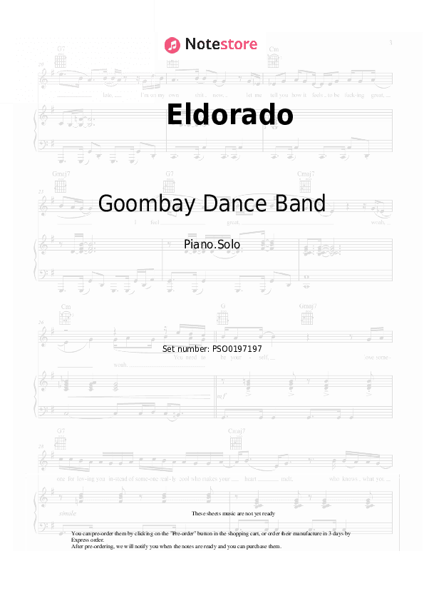 Eldorado - Goombay Dance Band Piano Sheet Music - Piano.Solo