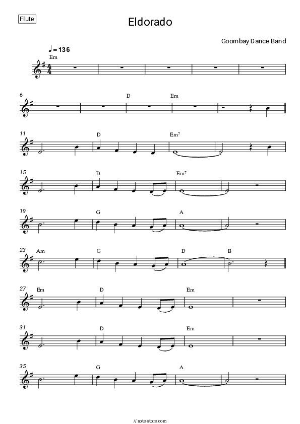 Eldorado - Goombay Dance Band Flute Sheet Music - Flute