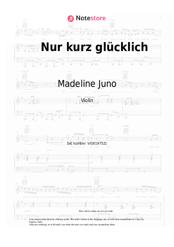 Nur kurz glücklich - Madeline Juno, Max Giesinger Violin Sheet Music - Violin
