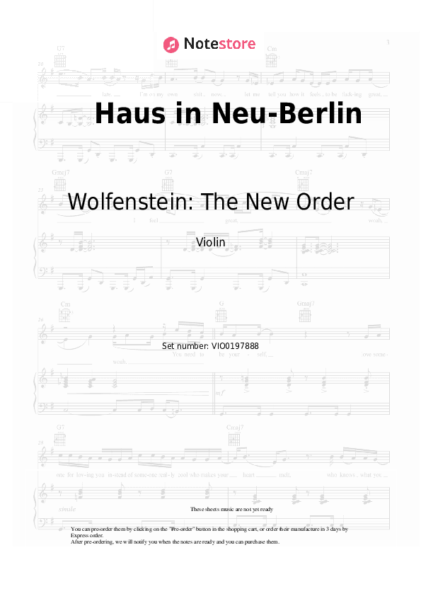 Haus in Neu-Berlin - Wolfenstein: The New Order, Mick Gordon Violin Sheet Music - Violin