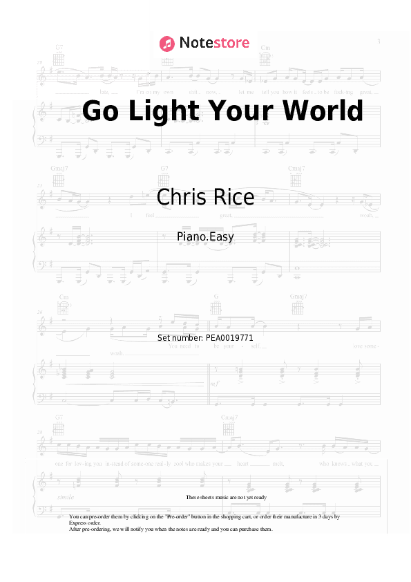 Go Light Your World - Chris Rice Piano Sheet Music Easy - Piano.Easy