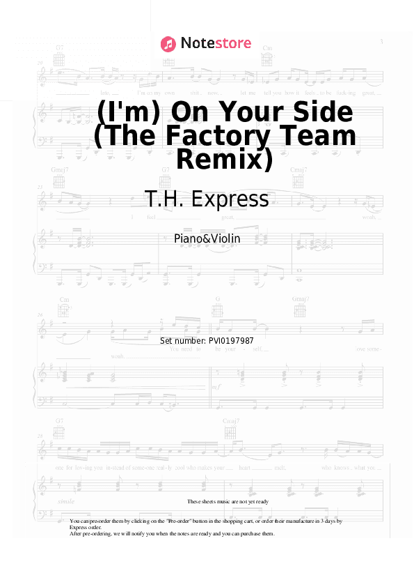 (I'm) On Your Side (The Factory Team Remix) - T.H. Express, Moe Piano Sheet Music and Violin - Piano&Violin