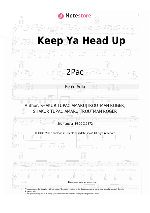 Keep Ya Head Up - 2Pac Piano Sheet Music - Piano.Solo