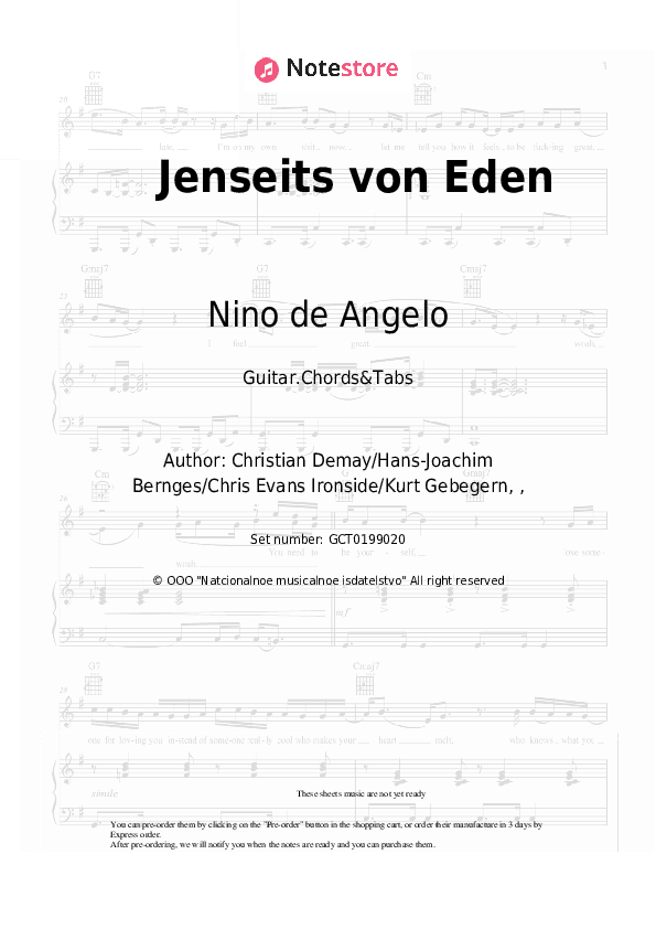 Jenseits von Eden - Nino de Angelo Chords and Tabs - Guitar.Chords&Tabs