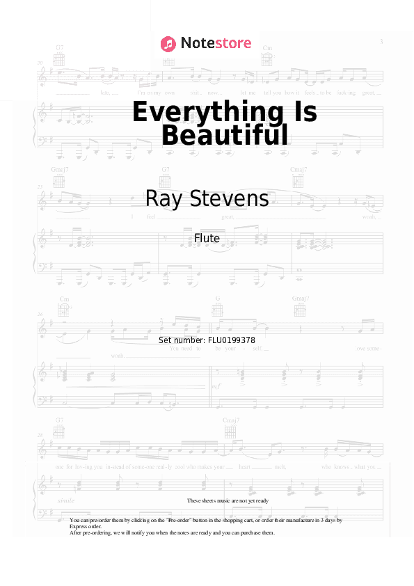 Everything Is Beautiful - Ray Stevens Flute Sheet Music - Flute