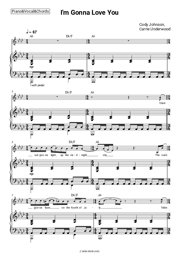 I'm Gonna Love You - Cody Johnson, Carrie Underwood Piano Sheet Music with the Vocal and Chords - Piano&Vocal&Chords