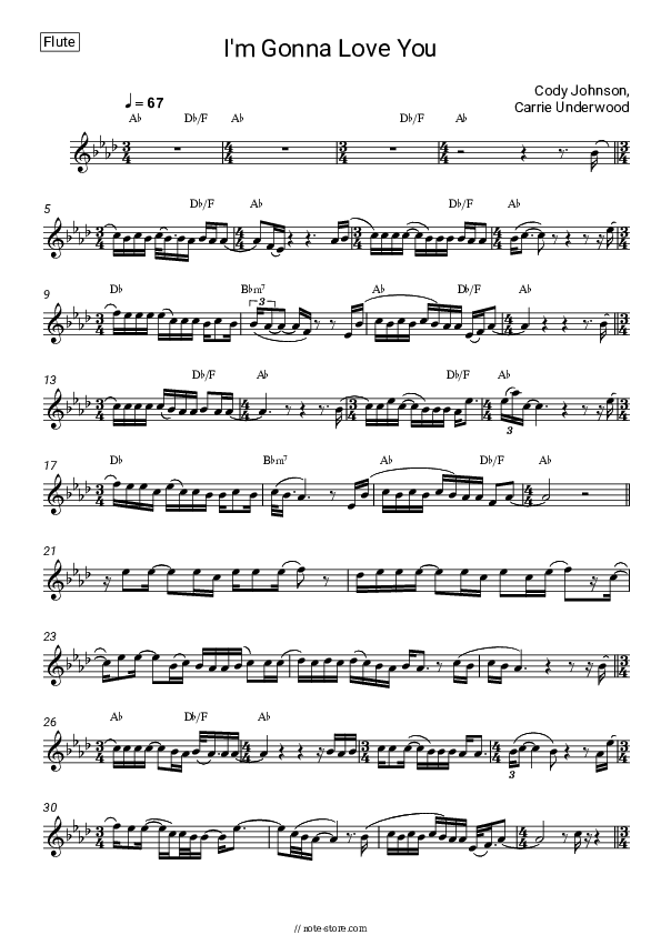 I'm Gonna Love You - Cody Johnson, Carrie Underwood Flute Sheet Music - Flute