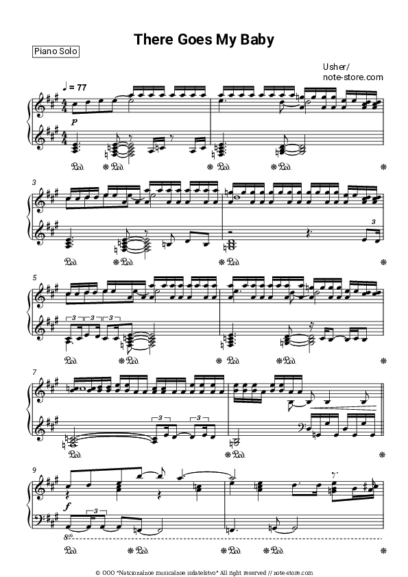 There Goes My Baby - Usher Piano Sheet Music - Piano.Solo