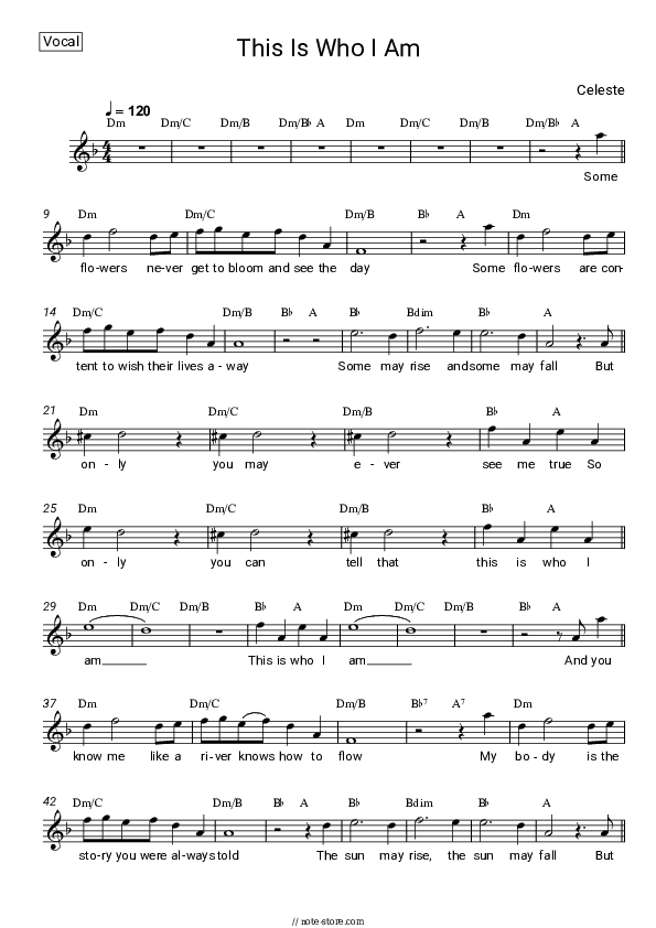 This is Who I Am - Celeste Vocal Sheet Music - Vocal