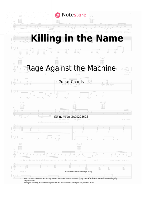 Killing in the Name - Rage Against the Machine Chords - Guitar.Chords