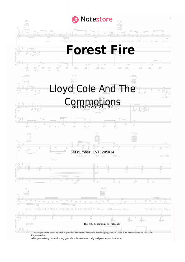 Forest Fire - Lloyd Cole And The Commotions Chords and Voice - Guitar&Vocal.Tab