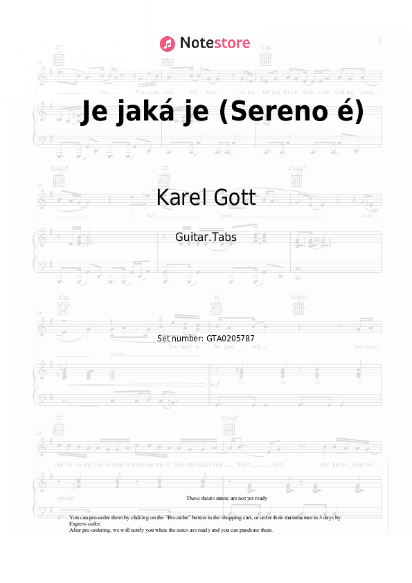 Je jaká je (Sereno é) - Karel Gott Tabs - Guitar.Tabs