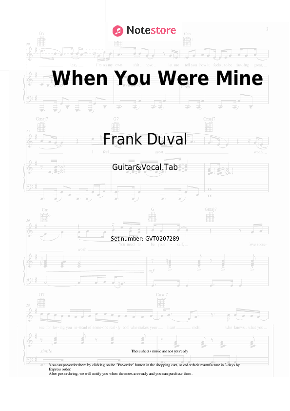 When You Were Mine - Frank Duval Chords and Voice - Guitar&Vocal.Tab