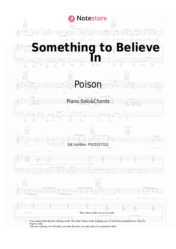 Something to Believe In - Poison Piano Sheet Music and Chords - Piano.Solo&Chords