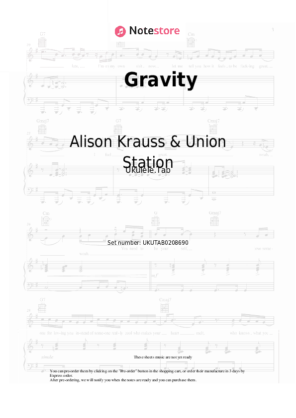Gravity - Alison Krauss & Union Station, Robert Lee Castleman Sheet Music - Ukulele.Tab