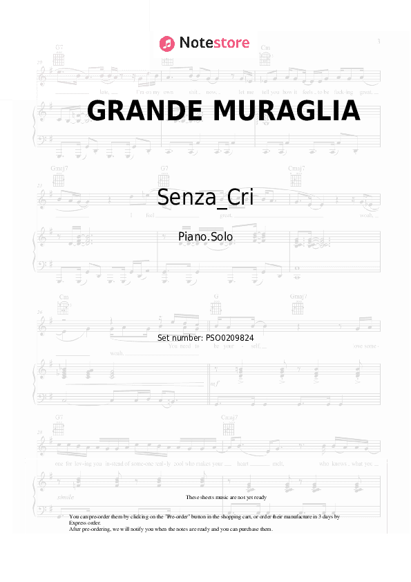 GRANDE MURAGLIA - Senza_Cri Piano Sheet Music - Piano.Solo