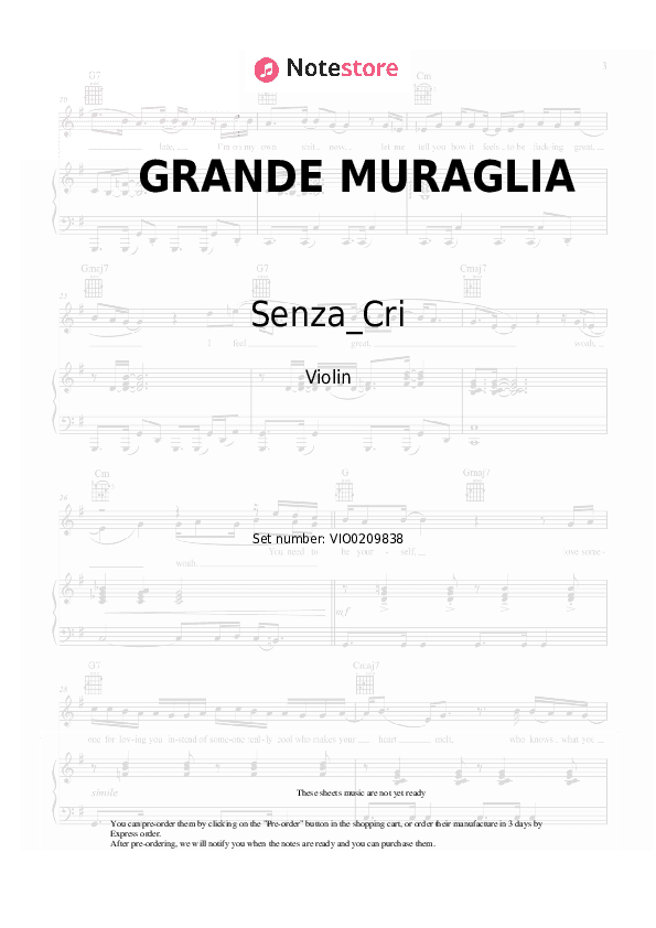 GRANDE MURAGLIA - Senza_Cri Violin Sheet Music - Violin