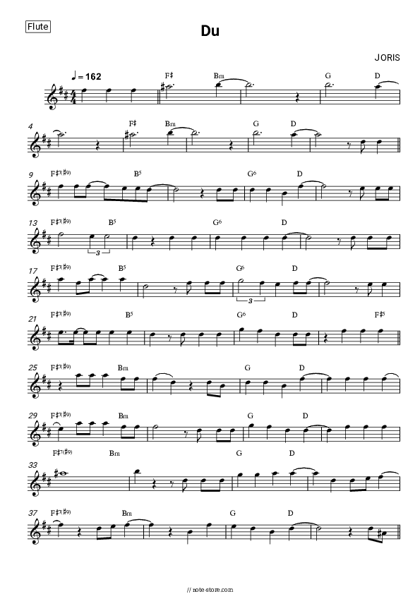 Du - JORIS Flute Sheet Music - Flute